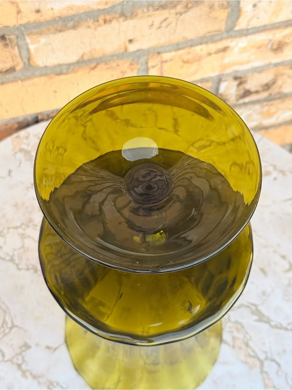 Vintage Italian Empoli Green Pedestal Vase